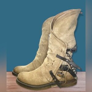 A.S.98 Georgie Asymmetrical Mid Calf Leather Boots • Sz 9 • Excellent Condition